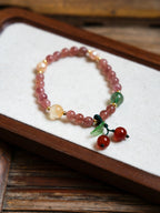 Sweet Strawberry Quartz & Green Jade Bracelet Set - Lunaire Jewelry